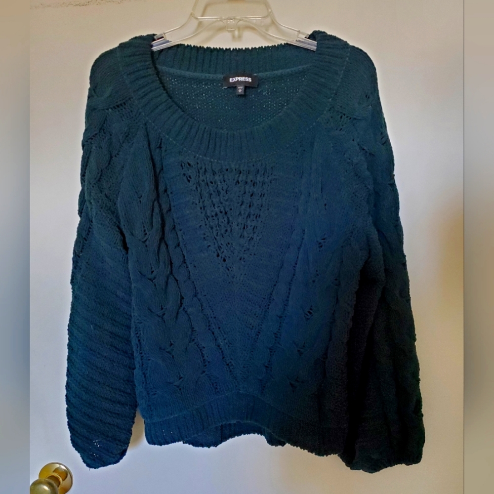 Express knit sweater, dark evergreen, size M